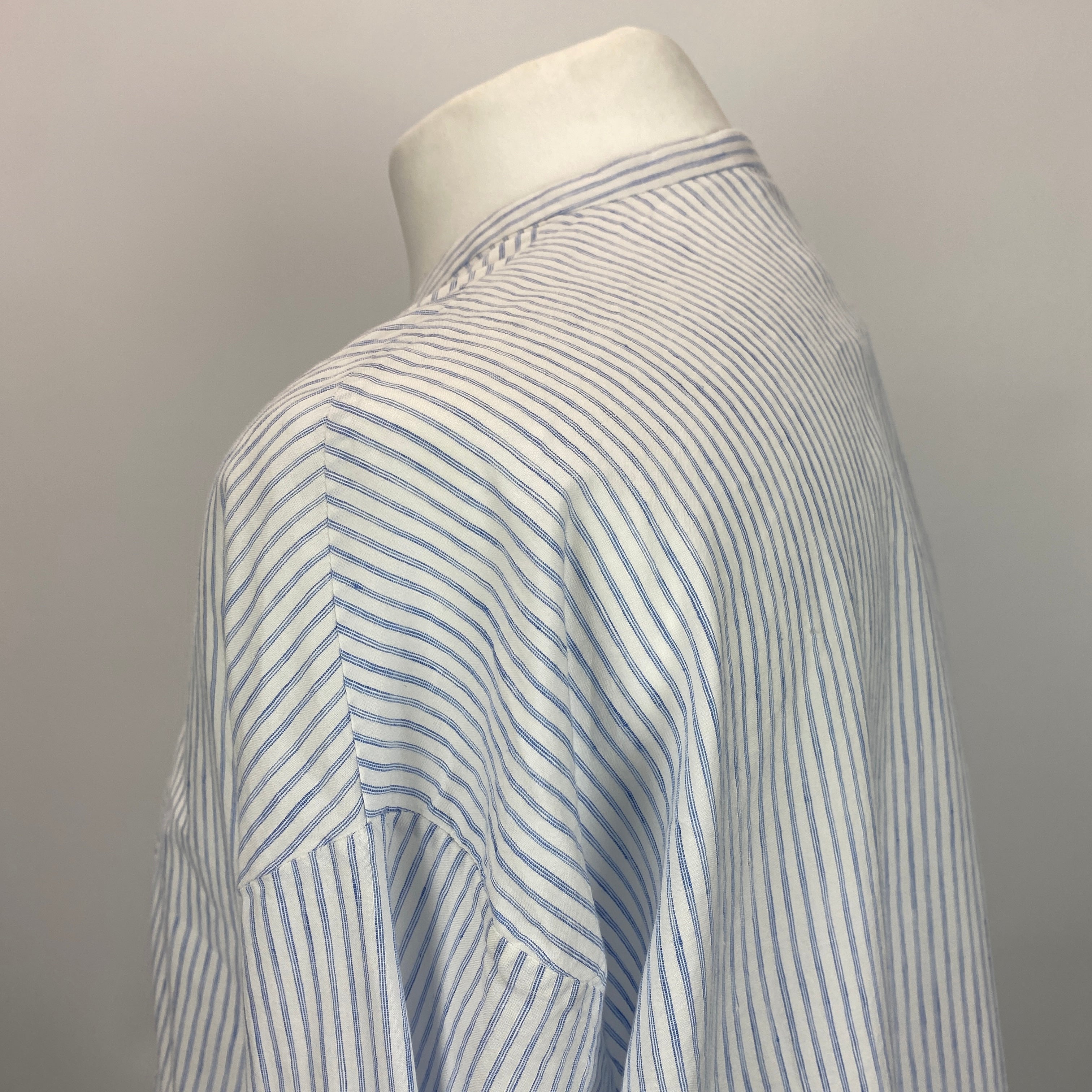 Loro Piana £1600 Blue & White Pinstripe Linen & Cotton Tunic XXL