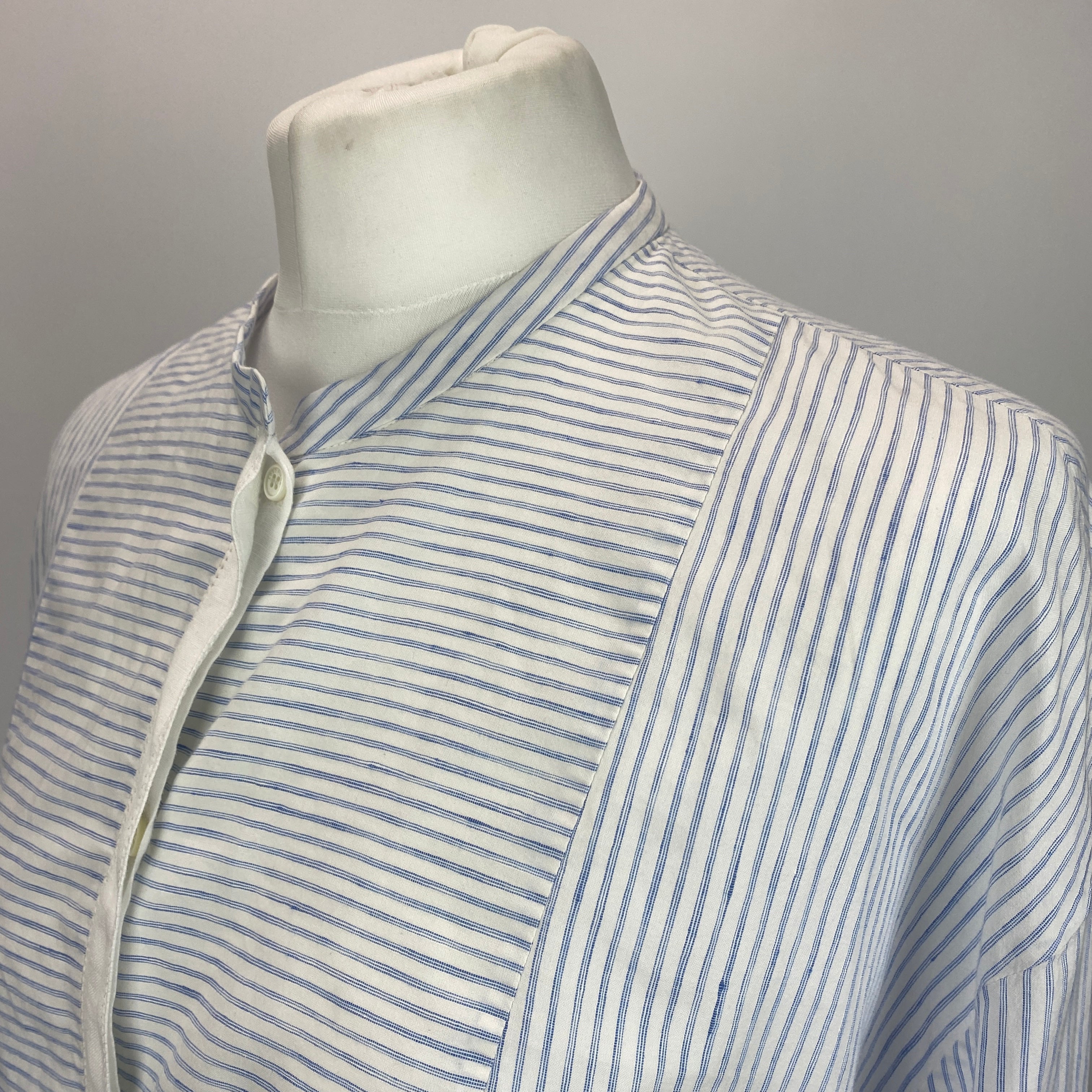 Loro Piana £1600 Blue & White Pinstripe Linen & Cotton Tunic XXL