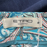 Etro Aqua & Salmon Paisley Print Crop Pants XS