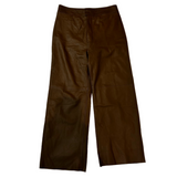 Apiece Apart Brand New $1295 Olive Leather Wide Leg Pants XL