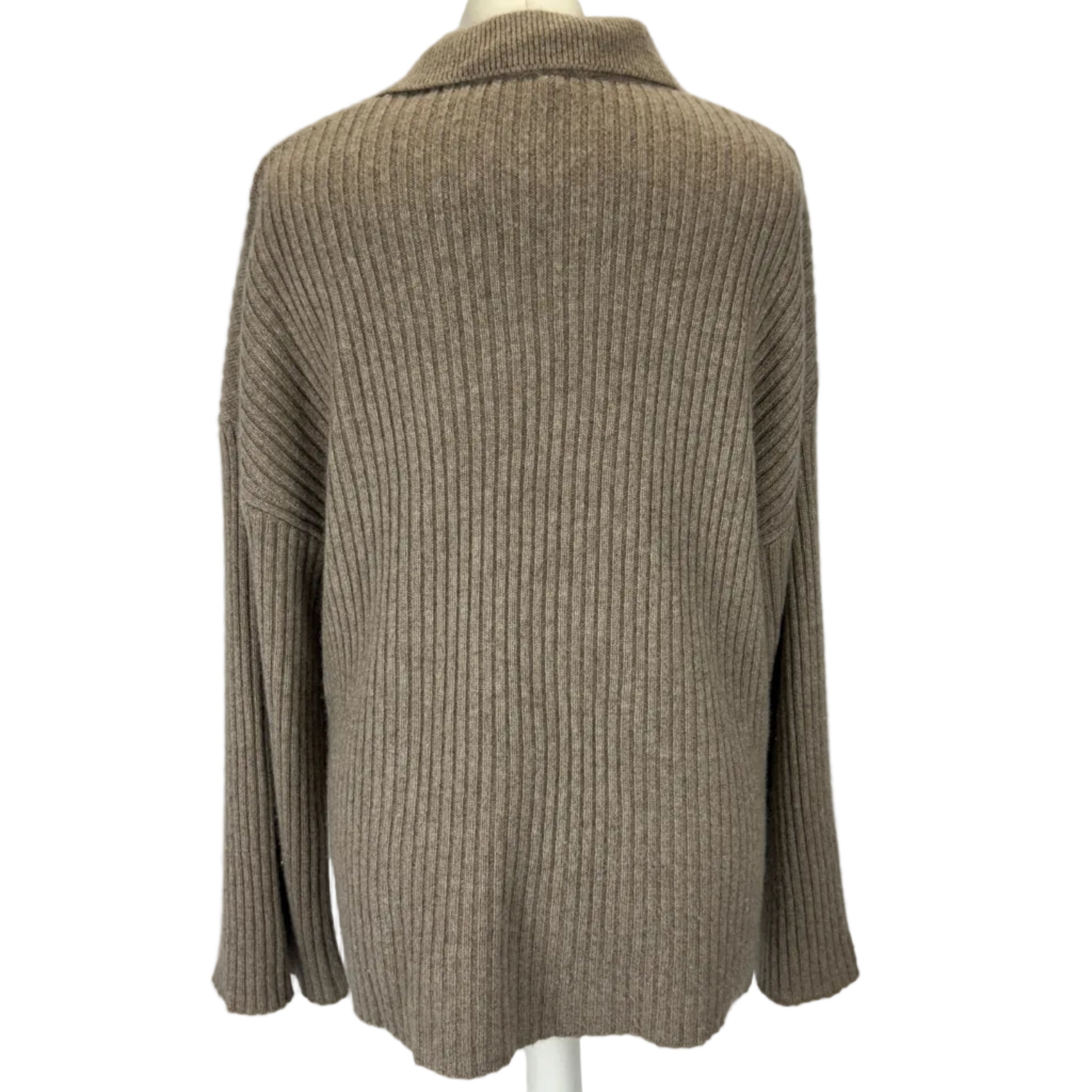 Reformation £300 Oatmeal Cashmere Rib Fantino Cardigan S-L