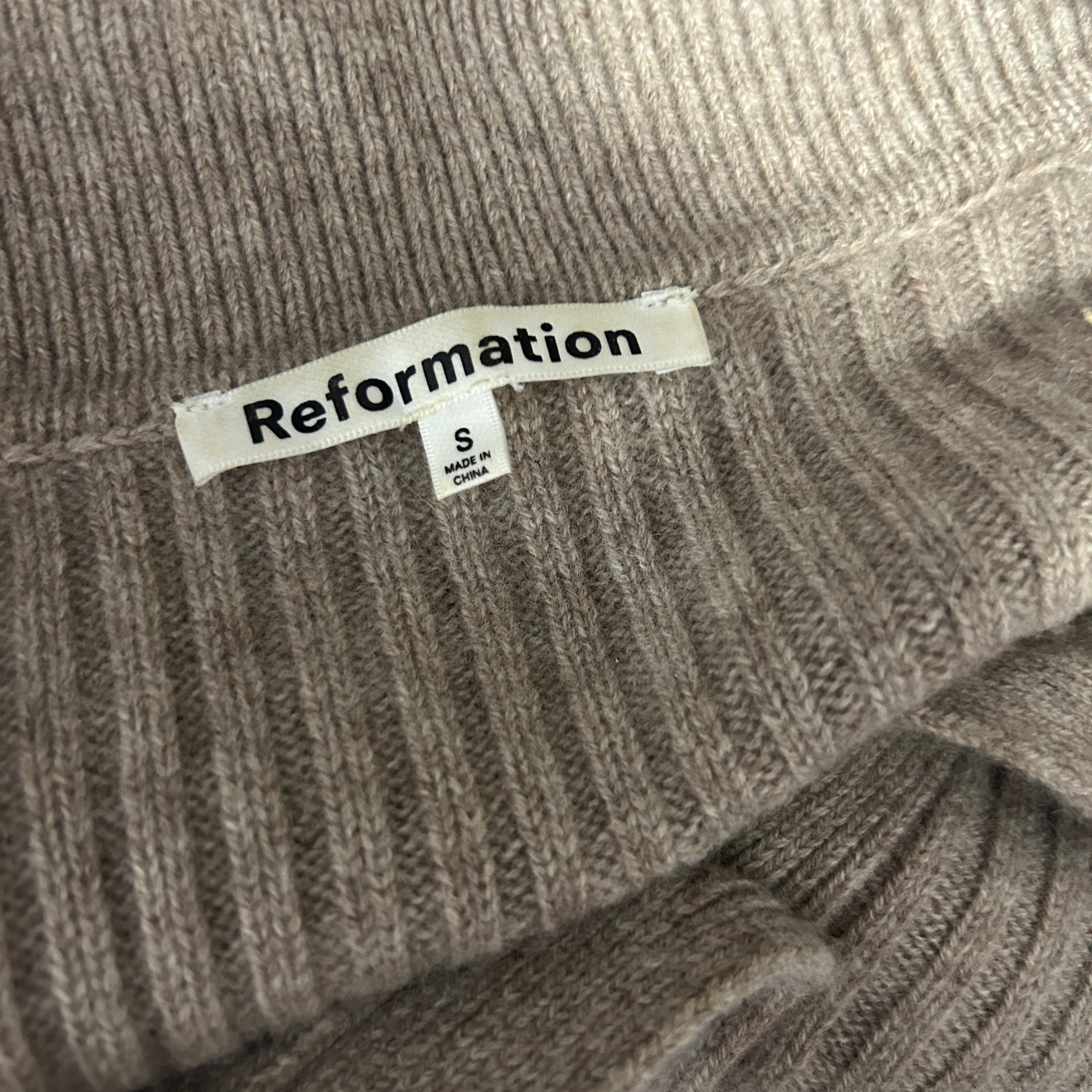 Reformation £300 Oatmeal Cashmere Rib Fantino Cardigan S-L