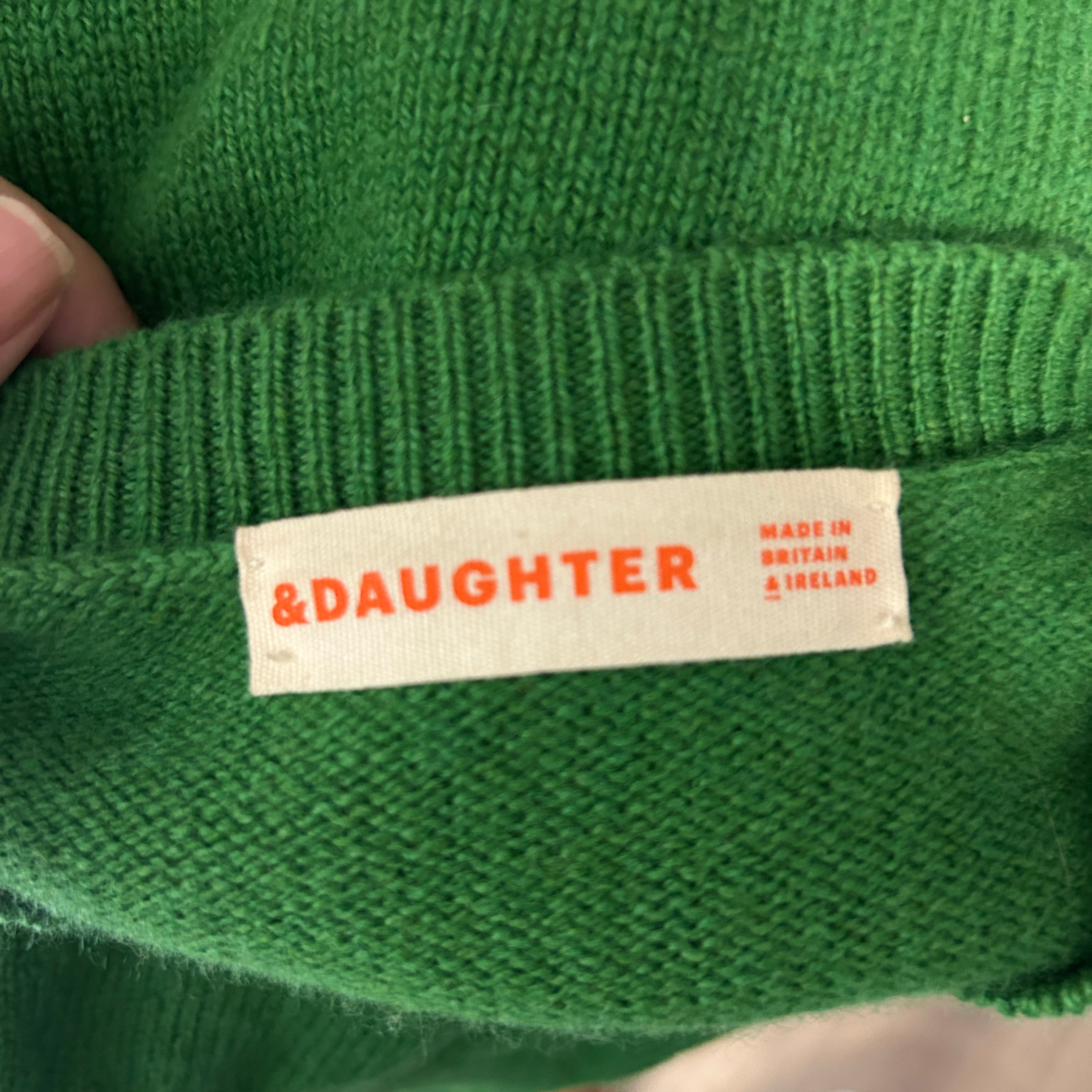 &Daughter £384 Pickle Green Wool Ada Cardigan XS