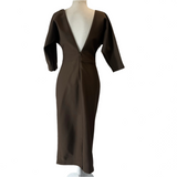 Fendi Brand New Taupe Stretch V Back Dress S