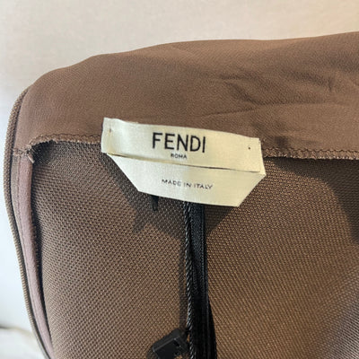 Fendi Brand New Taupe Stretch V Back Dress S