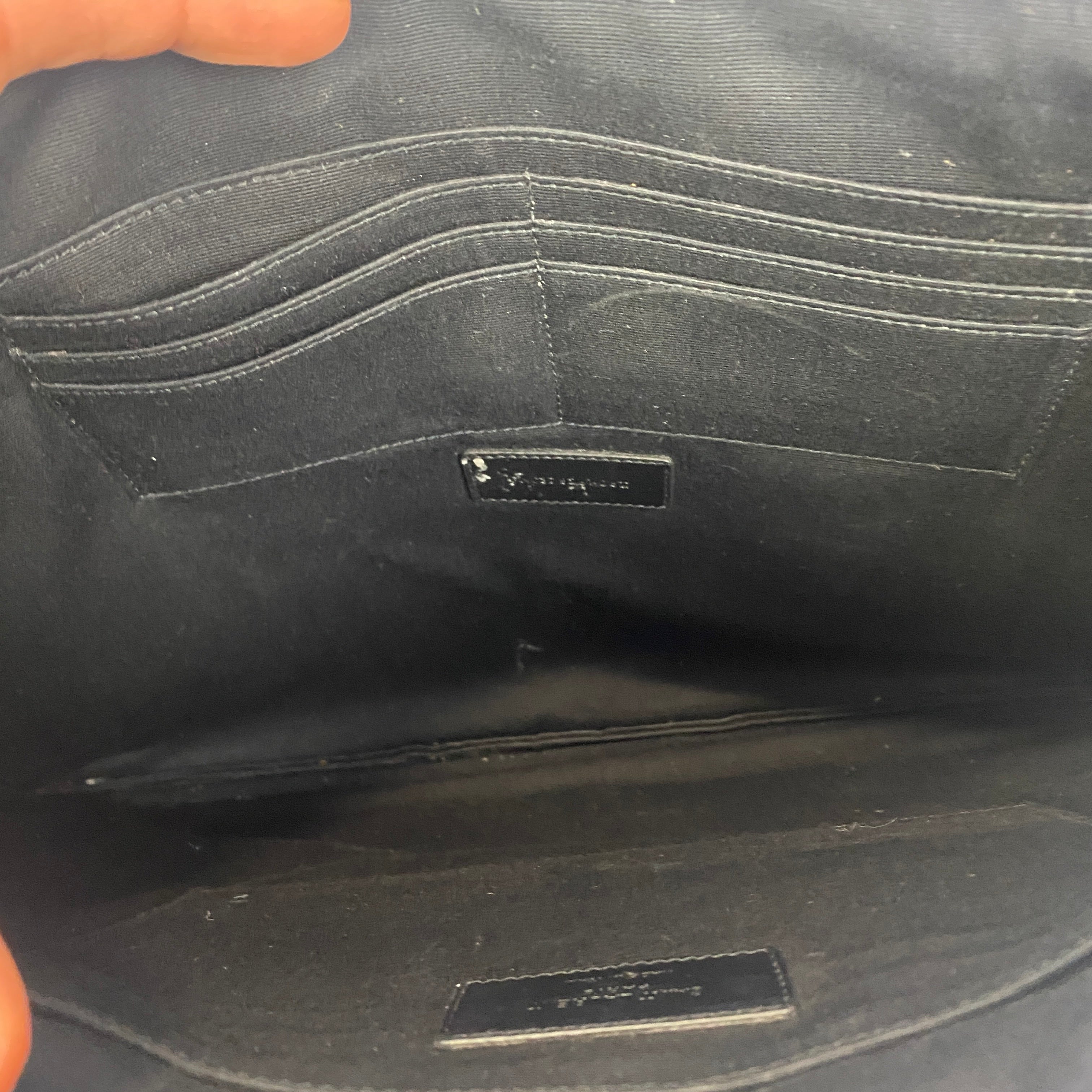 Saint Laurent Black Grain De Poudre Large Folio/Laptop Case