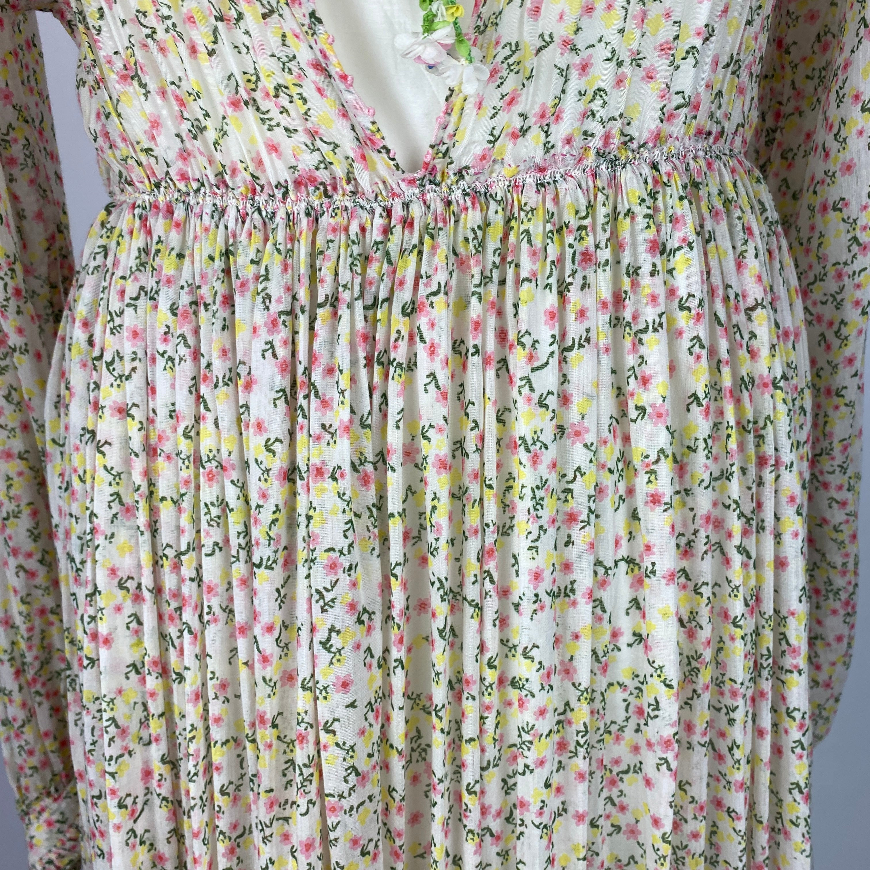 Pero £1200 Cream Ditzy Floral Silk & Cotton Maxi Dress S