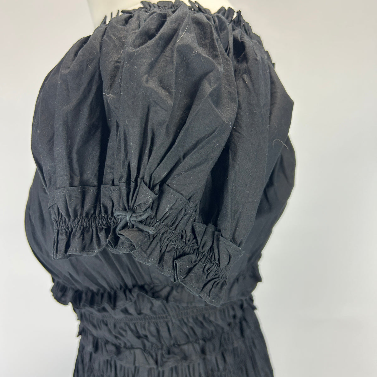 Doen £270 Black Cotton Shirred Waist Quinn Dress XS