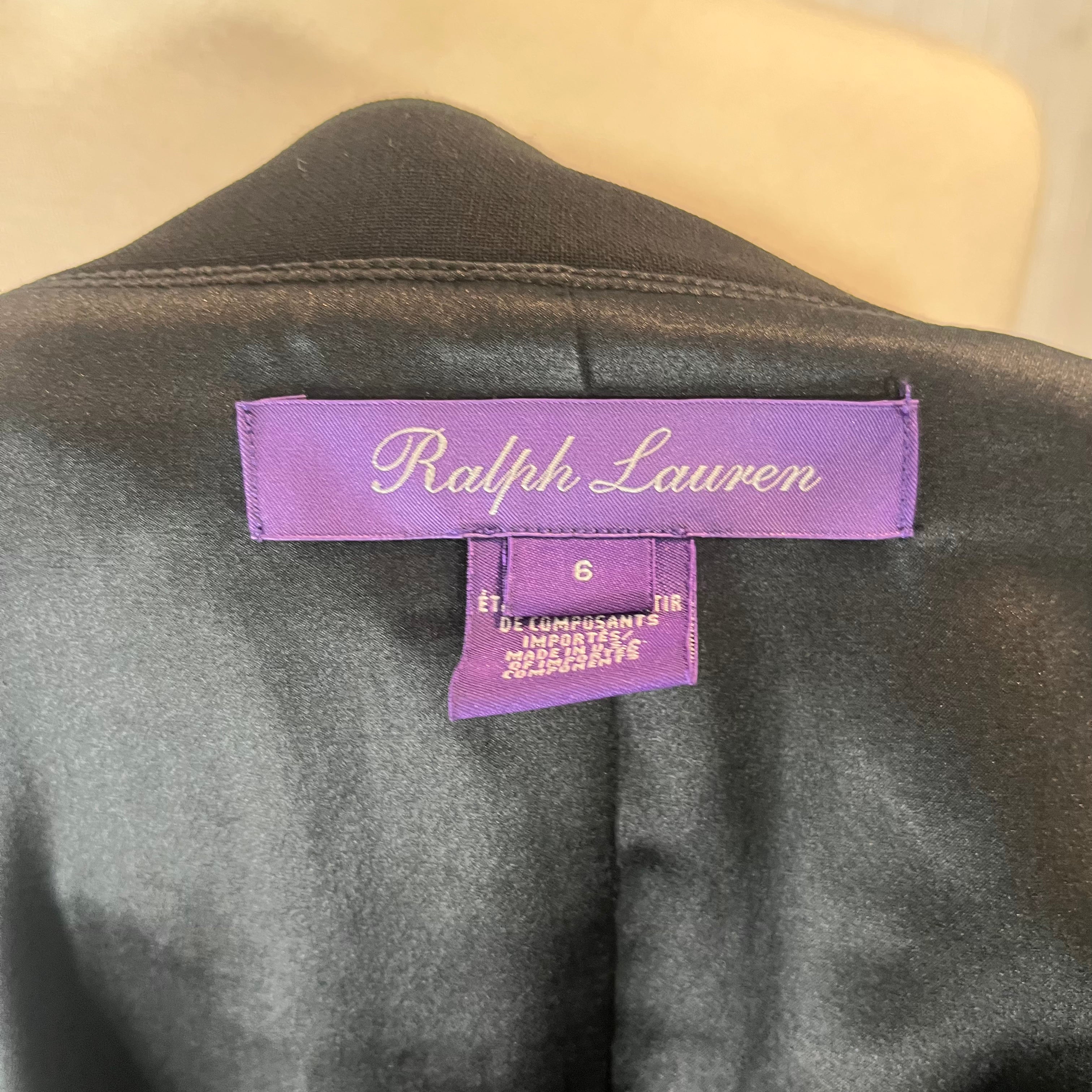 Ralph Lauren £2000 Black Wool & Silk Tuxedo Dress S