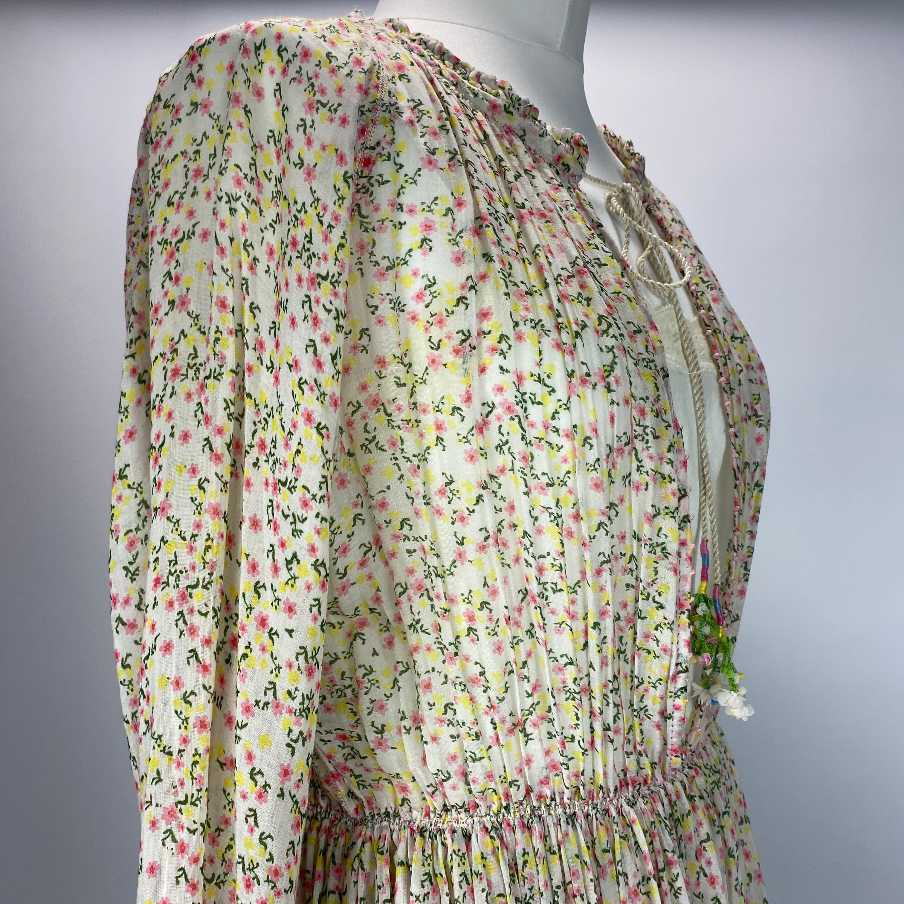 Pero £1200 Cream Ditzy Floral Silk & Cotton Maxi Dress S