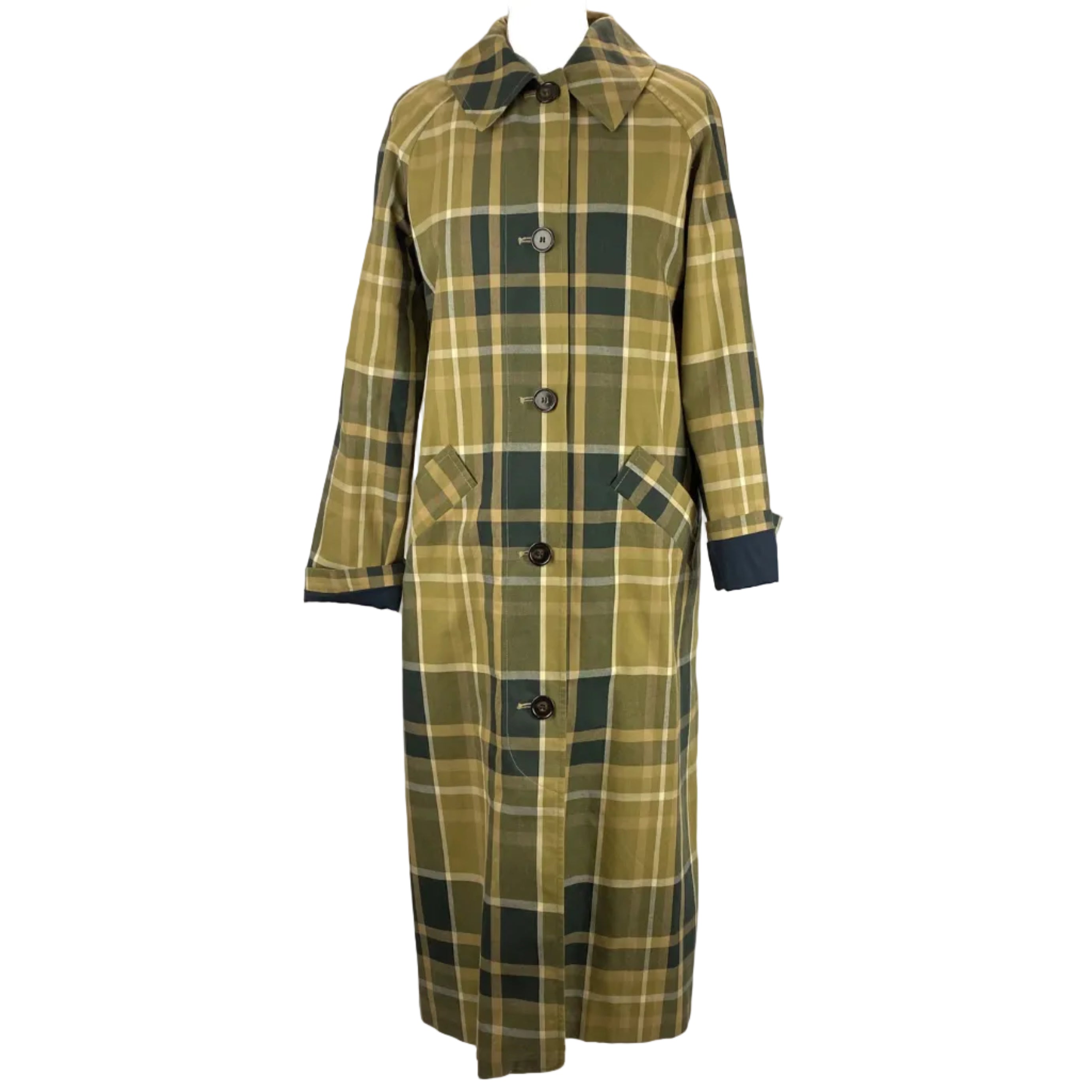 Sezane New £275 Moss & Beige Check Clyde Coat XXS-S