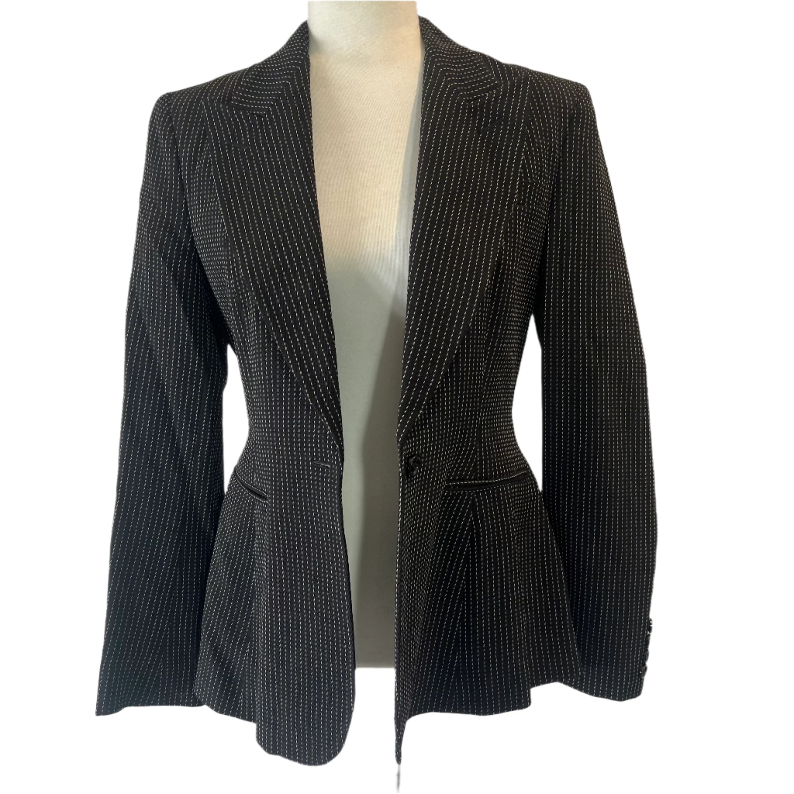 Ralph Lauren Black Pinstripe Wool Jacket S