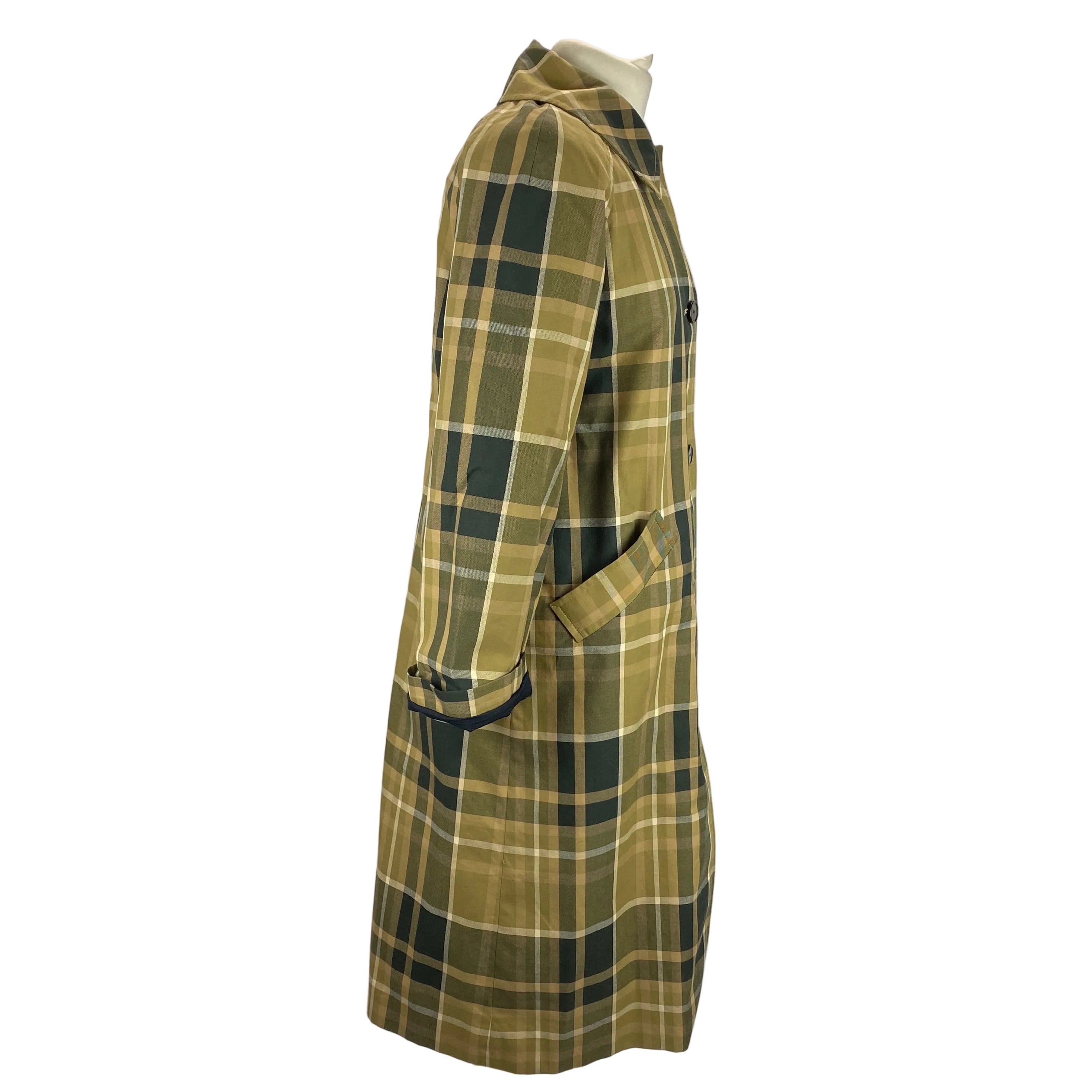 Sezane New £275 Moss & Beige Check Clyde Coat XXS-S