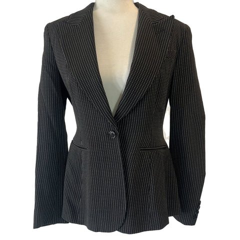 Ralph Lauren Purple Label Black Pinstripe Wool Jacket S