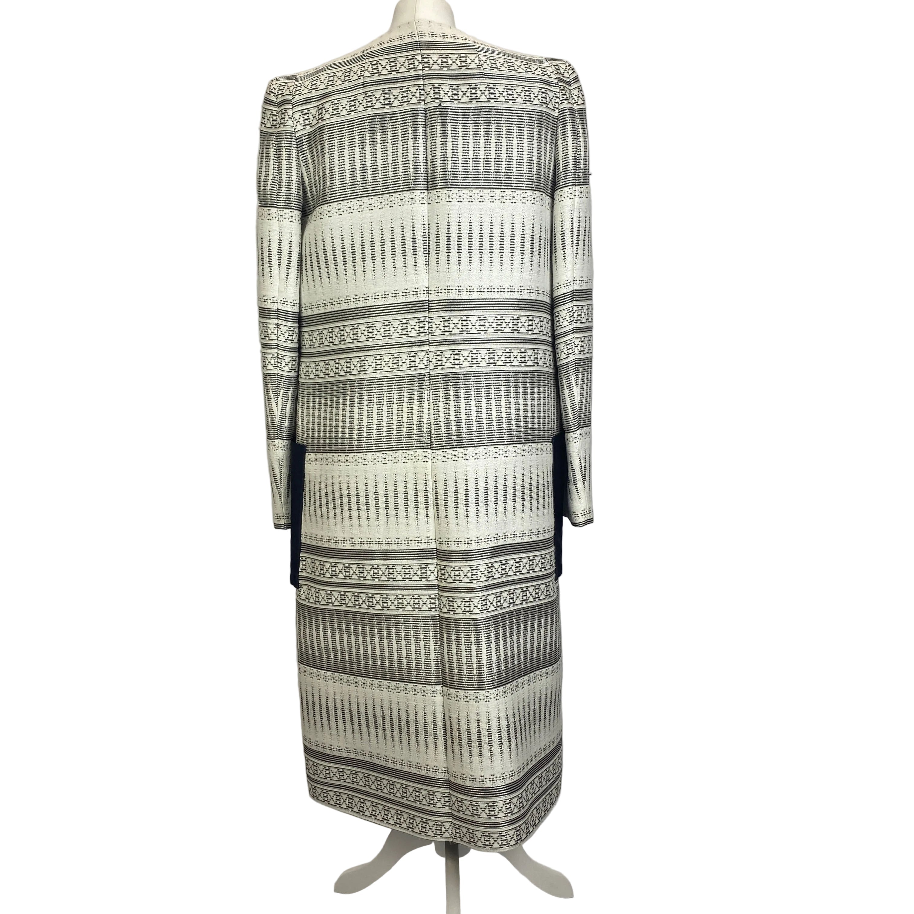 Amanda Wakeley New Ivory & Navy Brocade Occasion Coat S