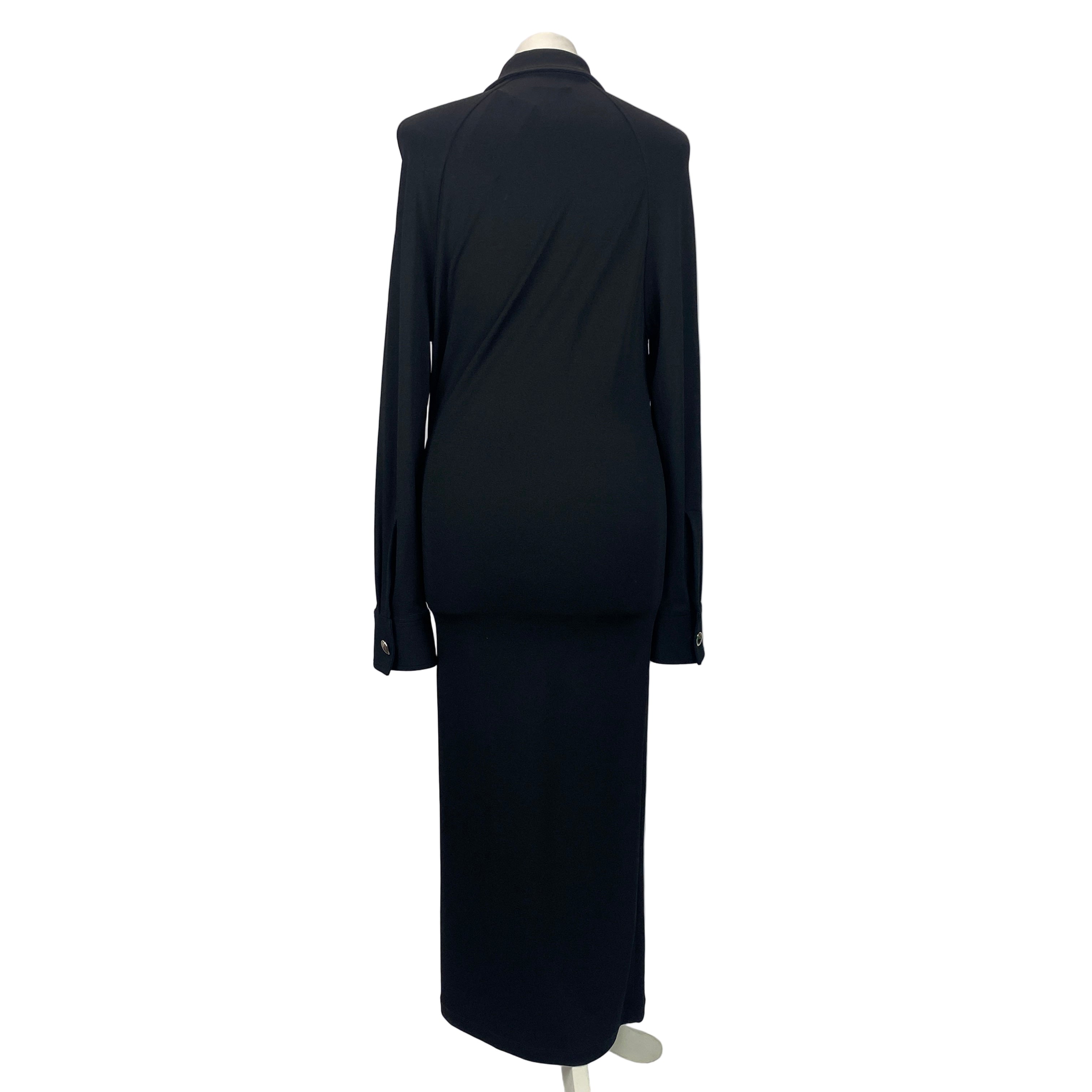 Bottega Veneta £2570 Black Knit Jersey Polo Maxi Dress M
