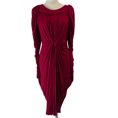 John Galliano AW2009 Cerise Viscose Drape Dress S