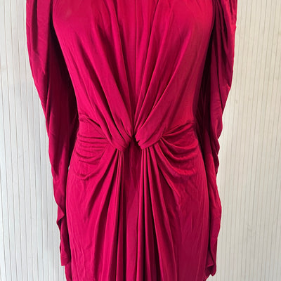 John Galliano AW2009 Cerise Viscose Drape Dress S