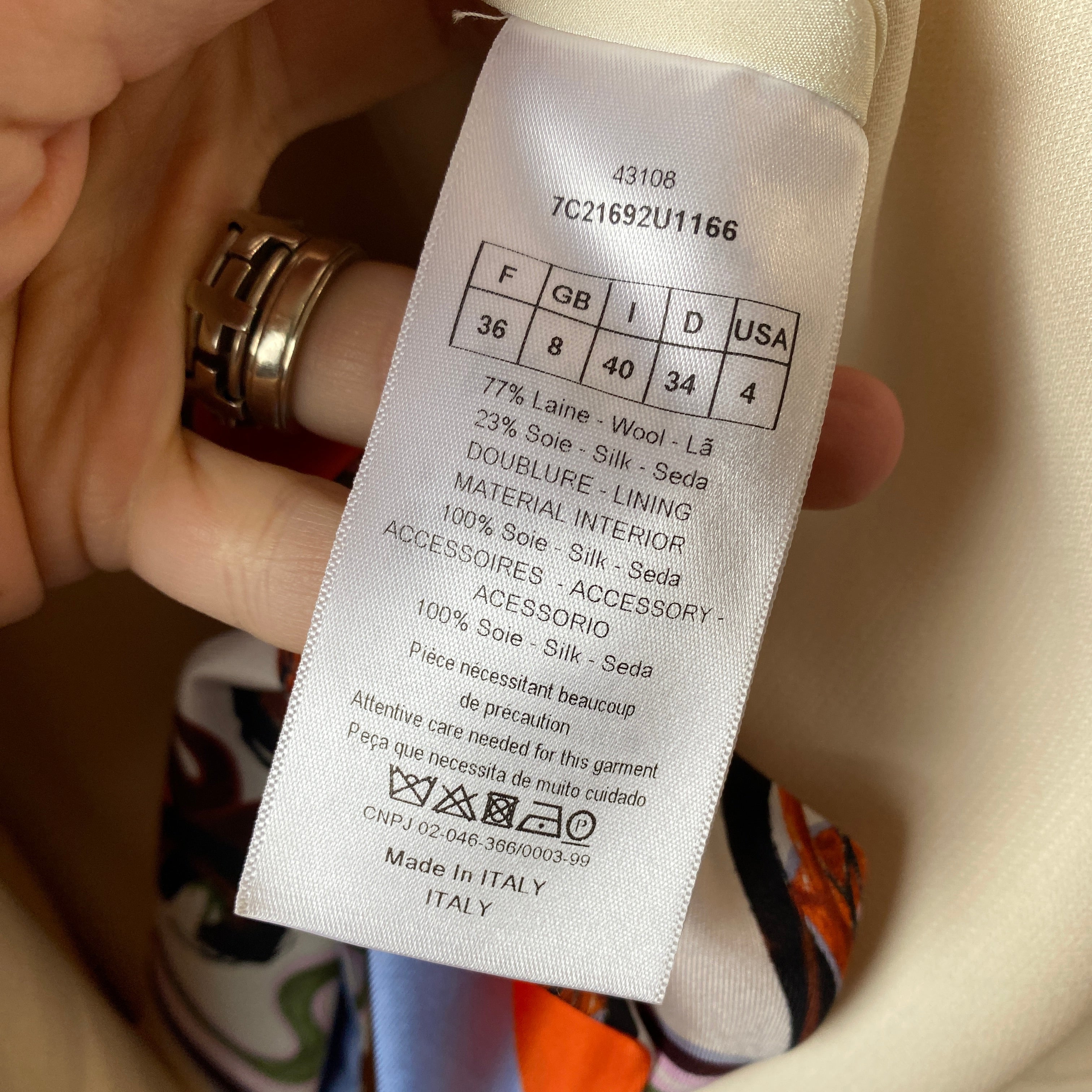 Christian Dior Cream Wool & Silk Mini Dress with Twilly Bow Tie XS