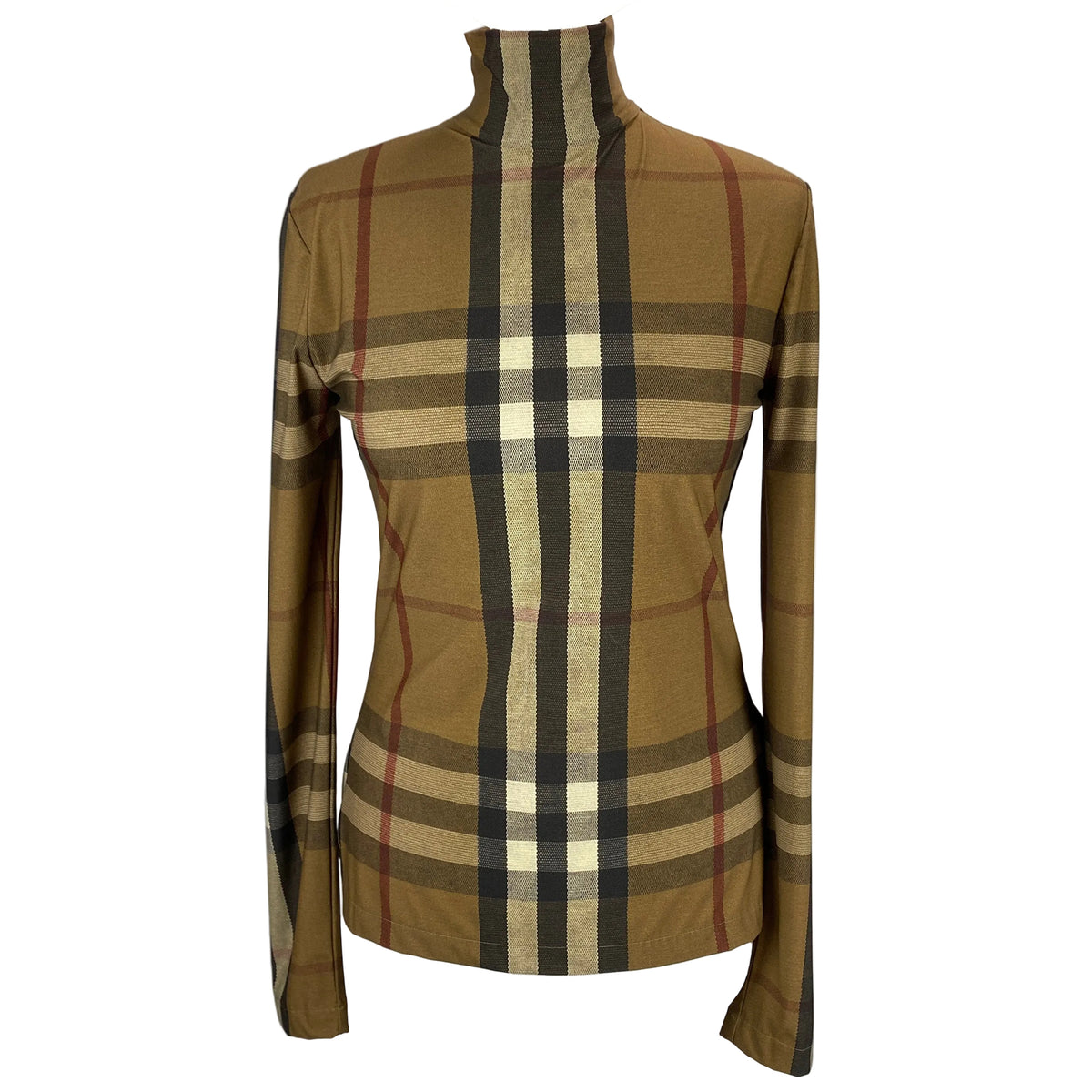 Burberry New Camel Nova Check Turtleneck Top M