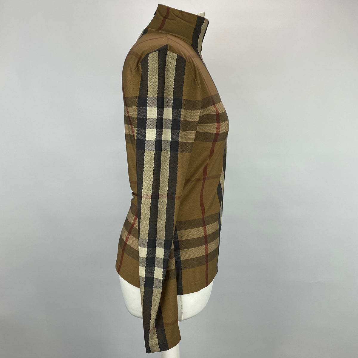 Burberry New Camel Nova Check Turtleneck Top M