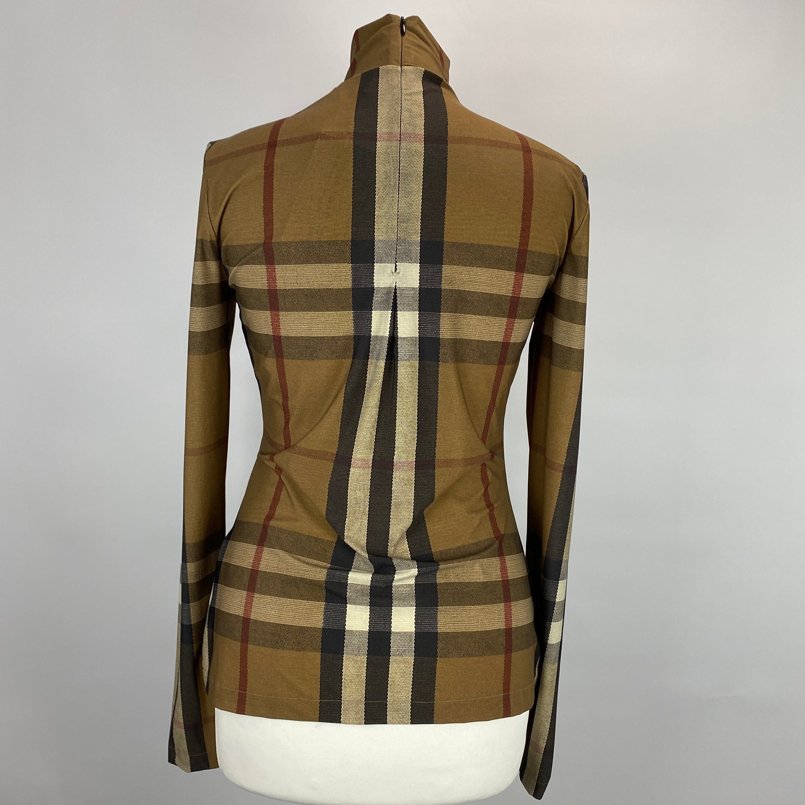 Burberry New Camel Nova Check Turtleneck Top M