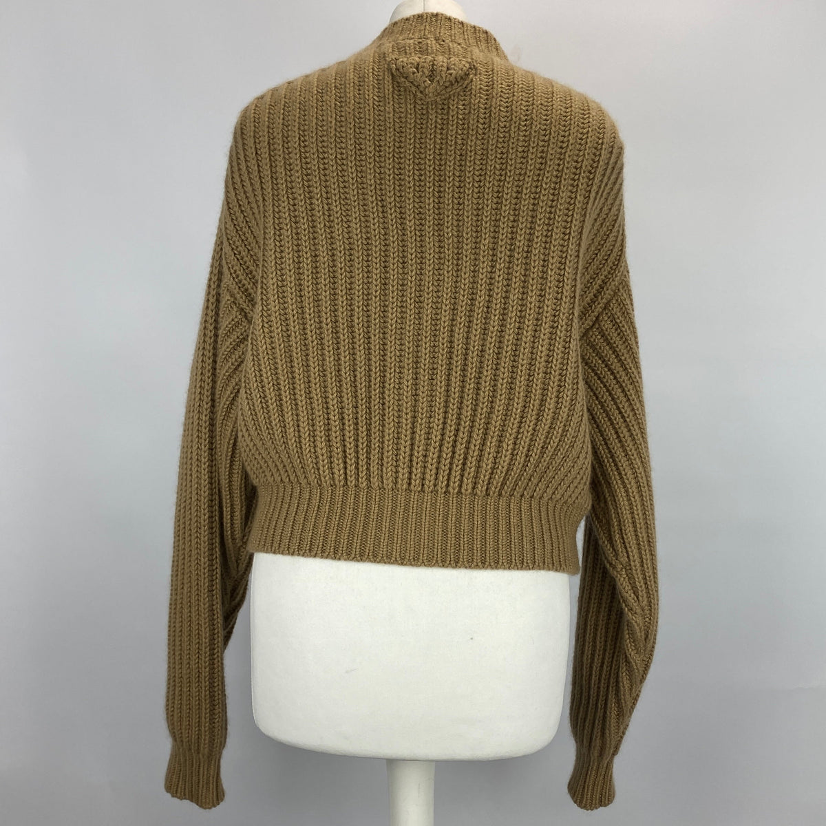 Prada Camel Super Chunky Rib Knit Cashgora Cardigan XS-M