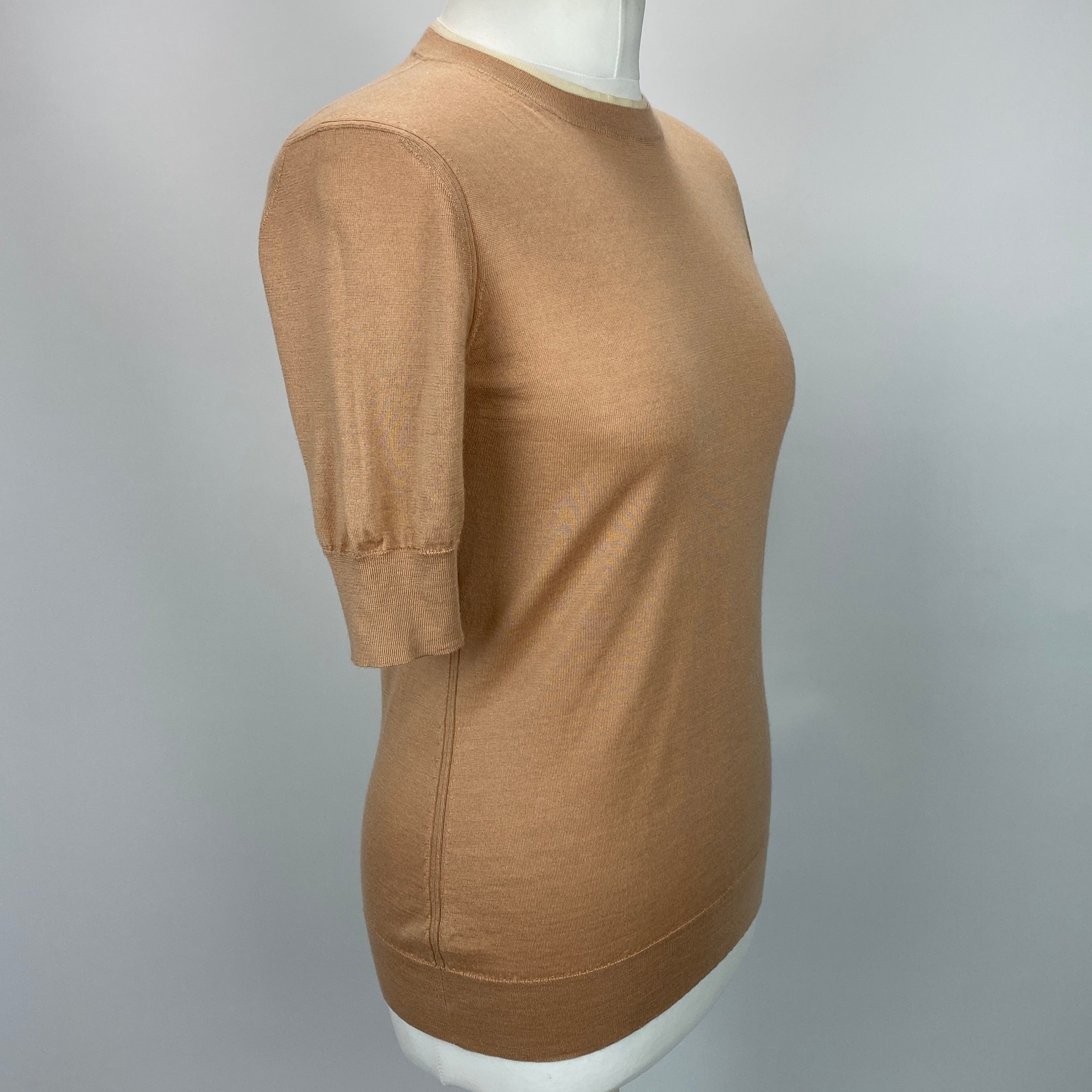 Loro Piana £800 Plaster Nude Silk & Cashmere Fine Knit Sweater S