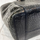 Victoria Beckham £1000 Navy Printed Croc Quincy Tote Bag