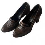 Bottega Veneta Brown Intrecciato Loafer Heels 37