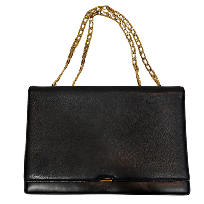 Victoria Beckham Black Envelope Gilt Chain Handle Bag