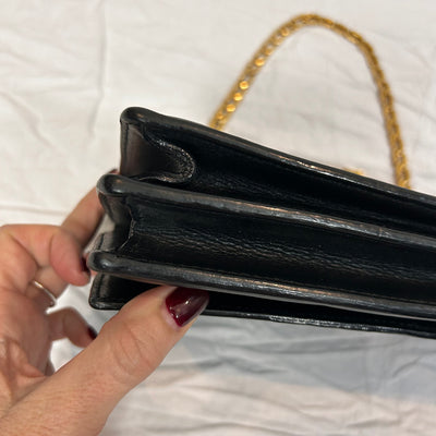 Victoria Beckham Black Envelope Gilt Chain Handle Bag