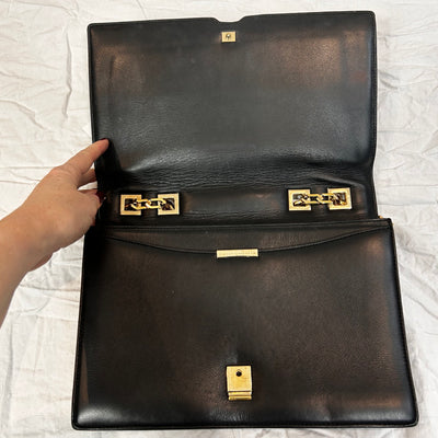 Victoria Beckham Black Envelope Gilt Chain Handle Bag