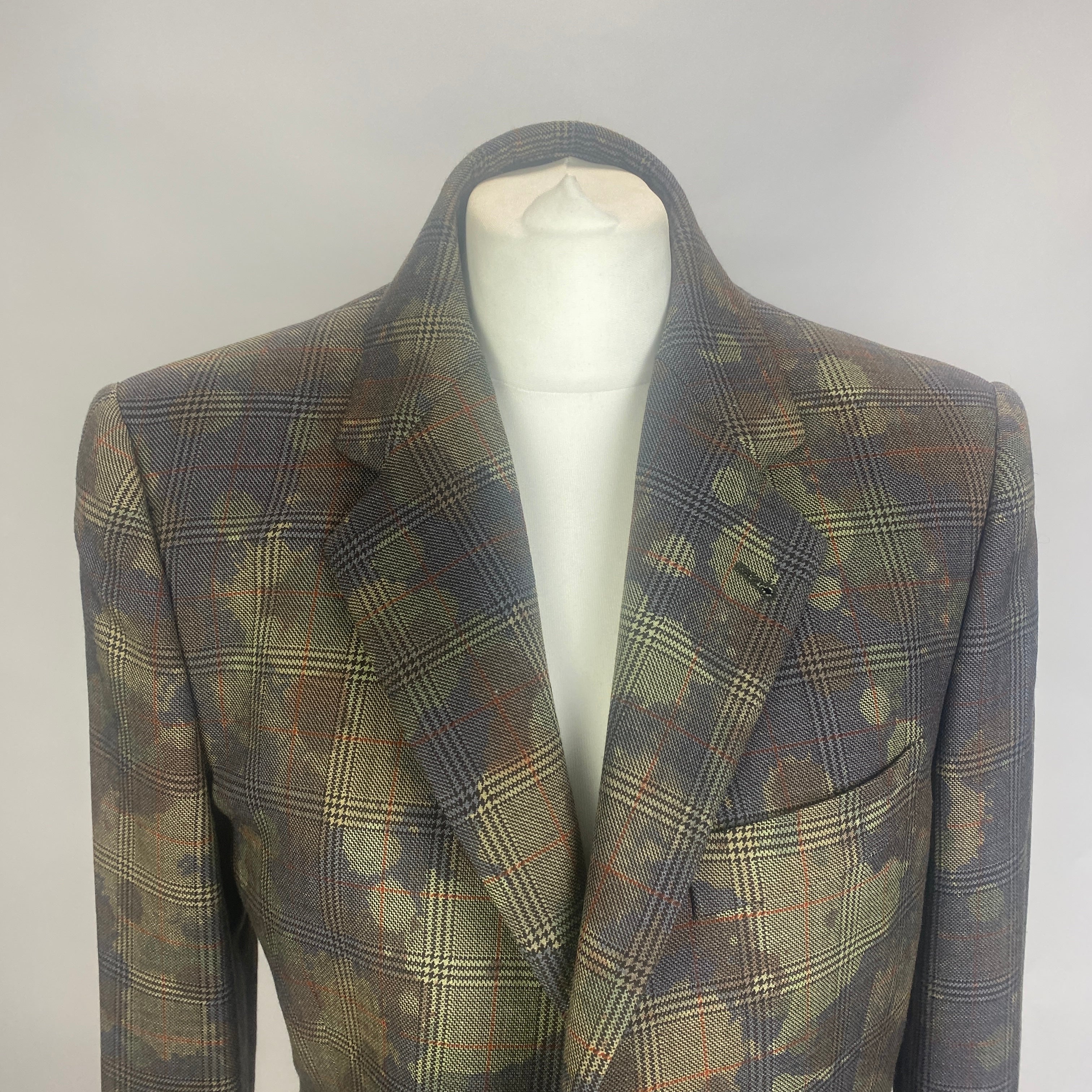 Stella McCartney Camo & Check Wool Blazer L/XL