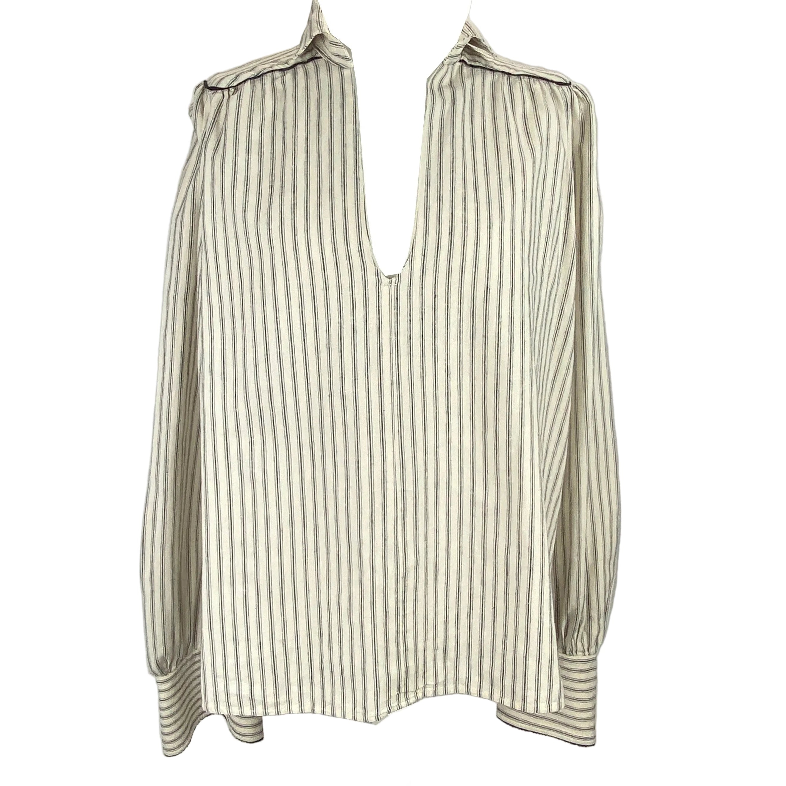 Wiggy Kit £255 Ecru & Black Stripe Linen & Cotton Tunic Shirt M