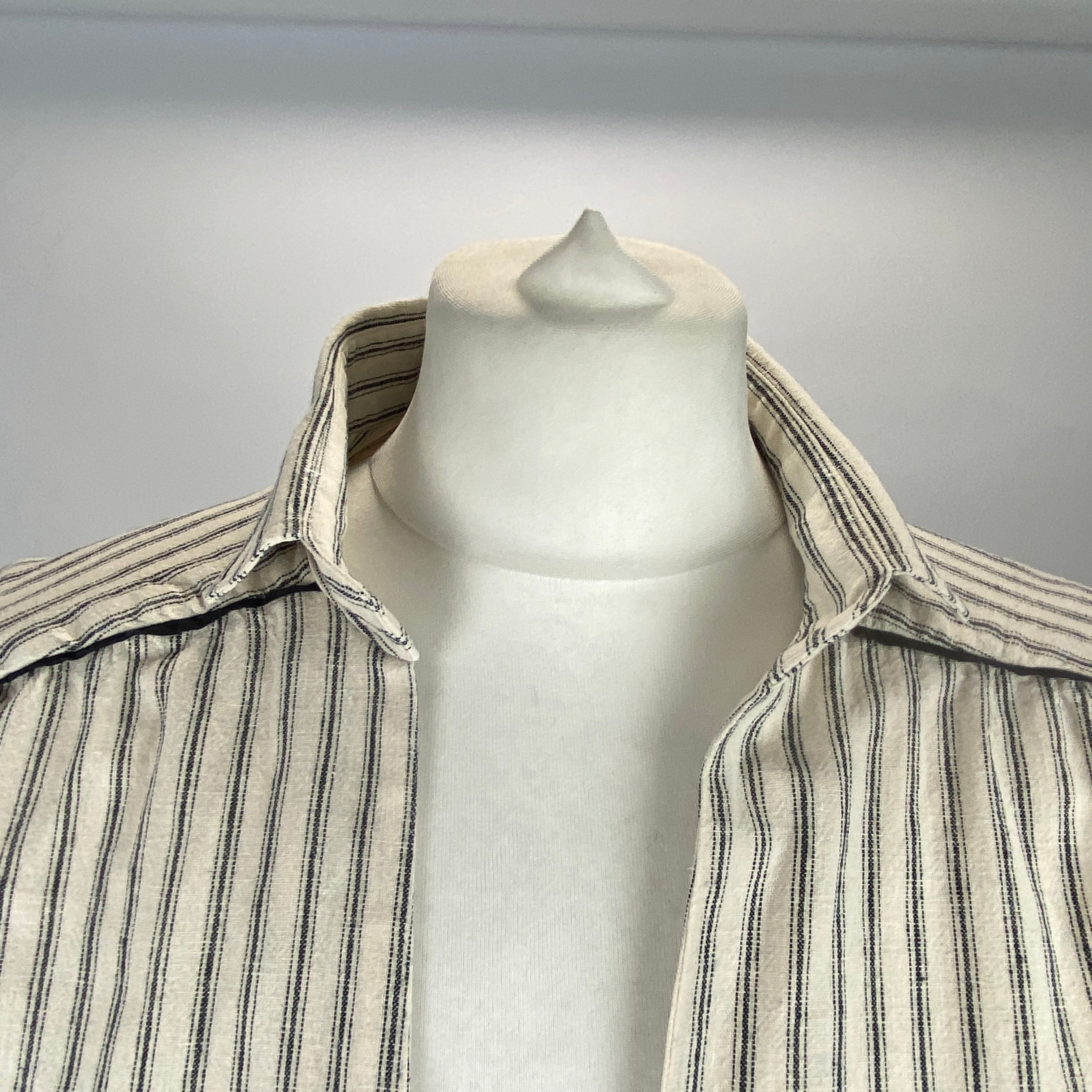 Wiggy Kit £255 Ecru & Black Stripe Linen & Cotton Tunic Shirt M