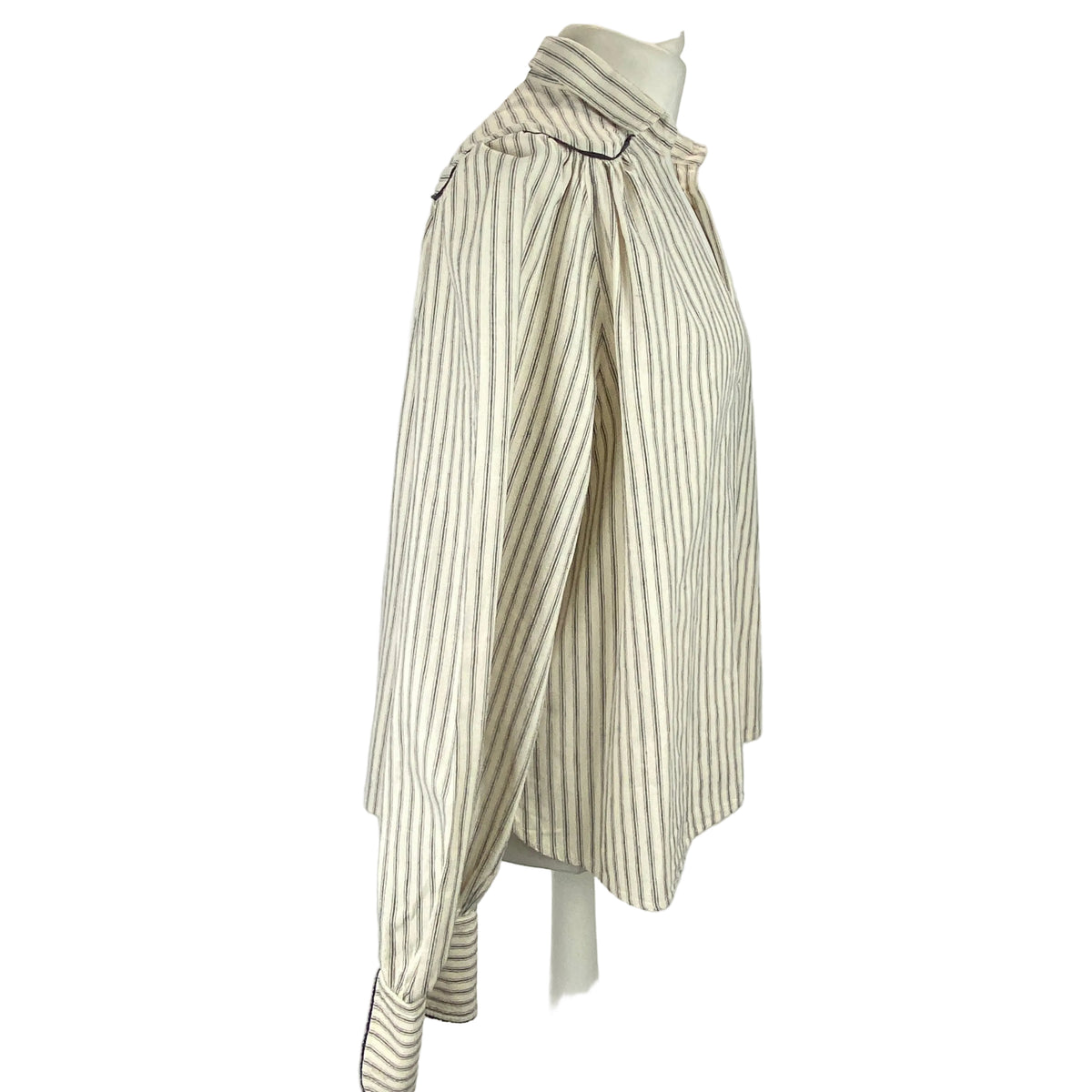 Wiggy Kit £255 Ecru & Black Stripe Linen & Cotton Tunic Shirt M