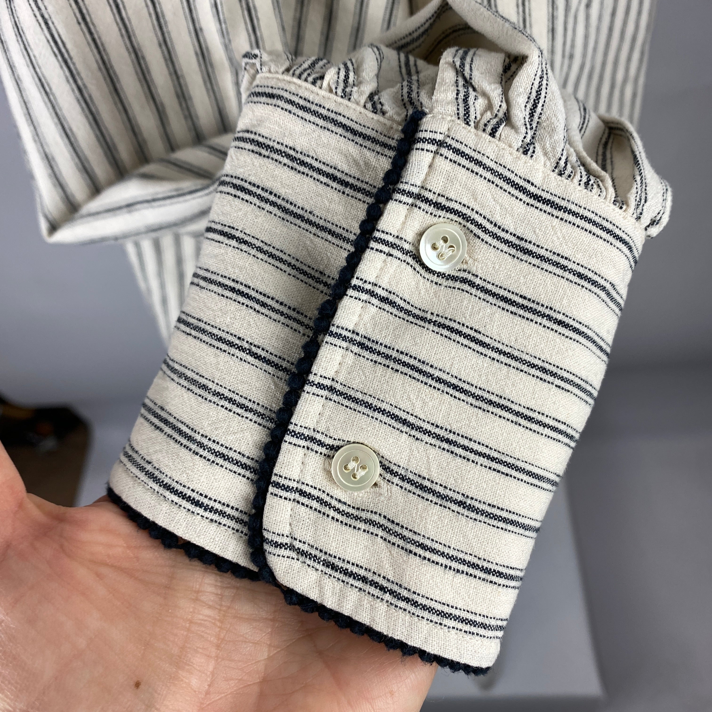 Wiggy Kit £255 Ecru & Black Stripe Linen & Cotton Tunic Shirt M