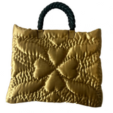 Mehry Mu Brand New Gold Quilted Satin Small Tote Bag