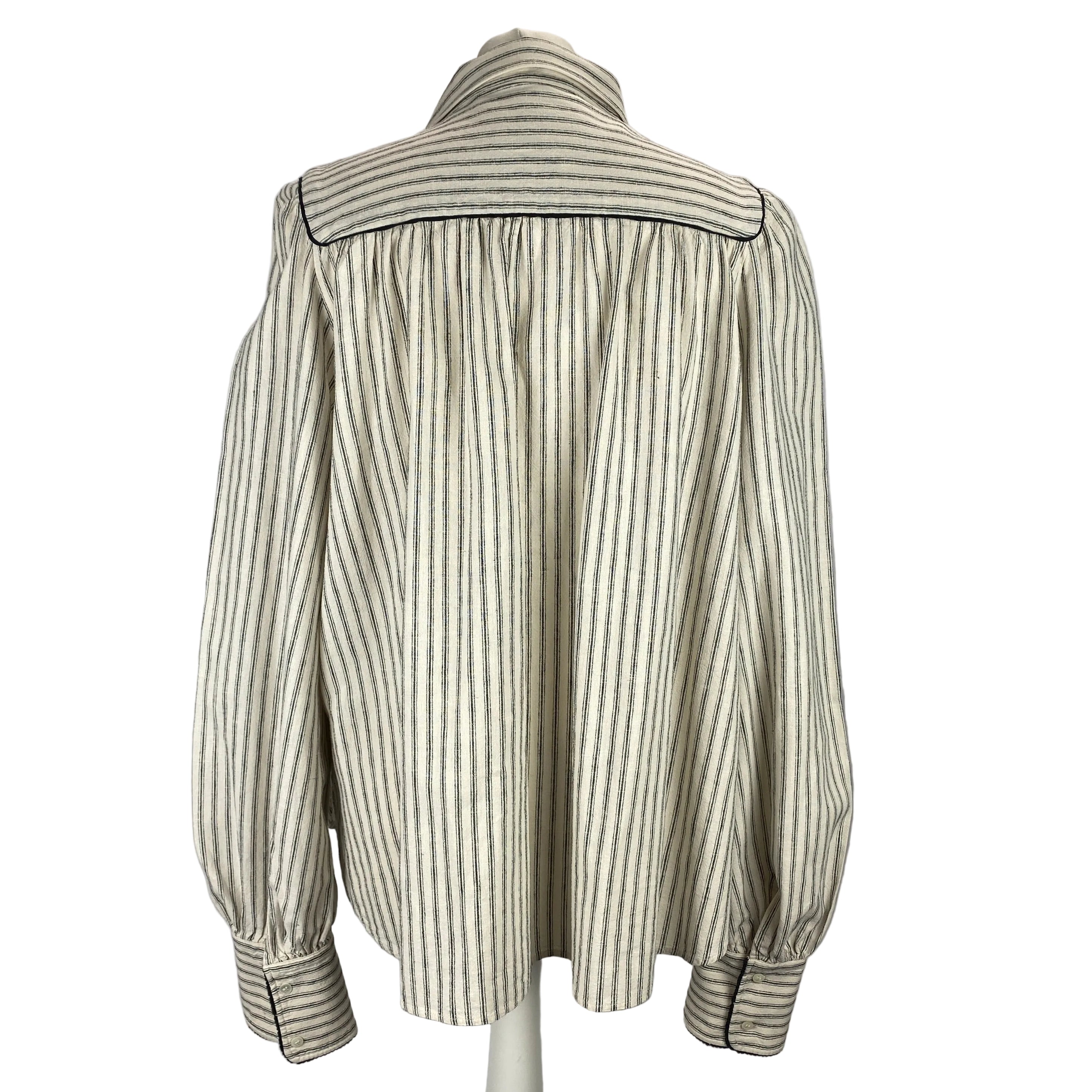 Wiggy Kit £255 Ecru & Black Stripe Linen & Cotton Tunic Shirt M