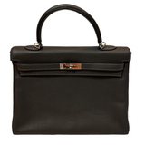 Hermes Graphite Veau Taurillon Clemence 35 Kelly Bag