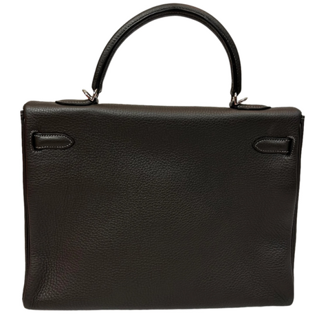 Hermes Graphite Veau Taurillon Clemence 35 Kelly Bag