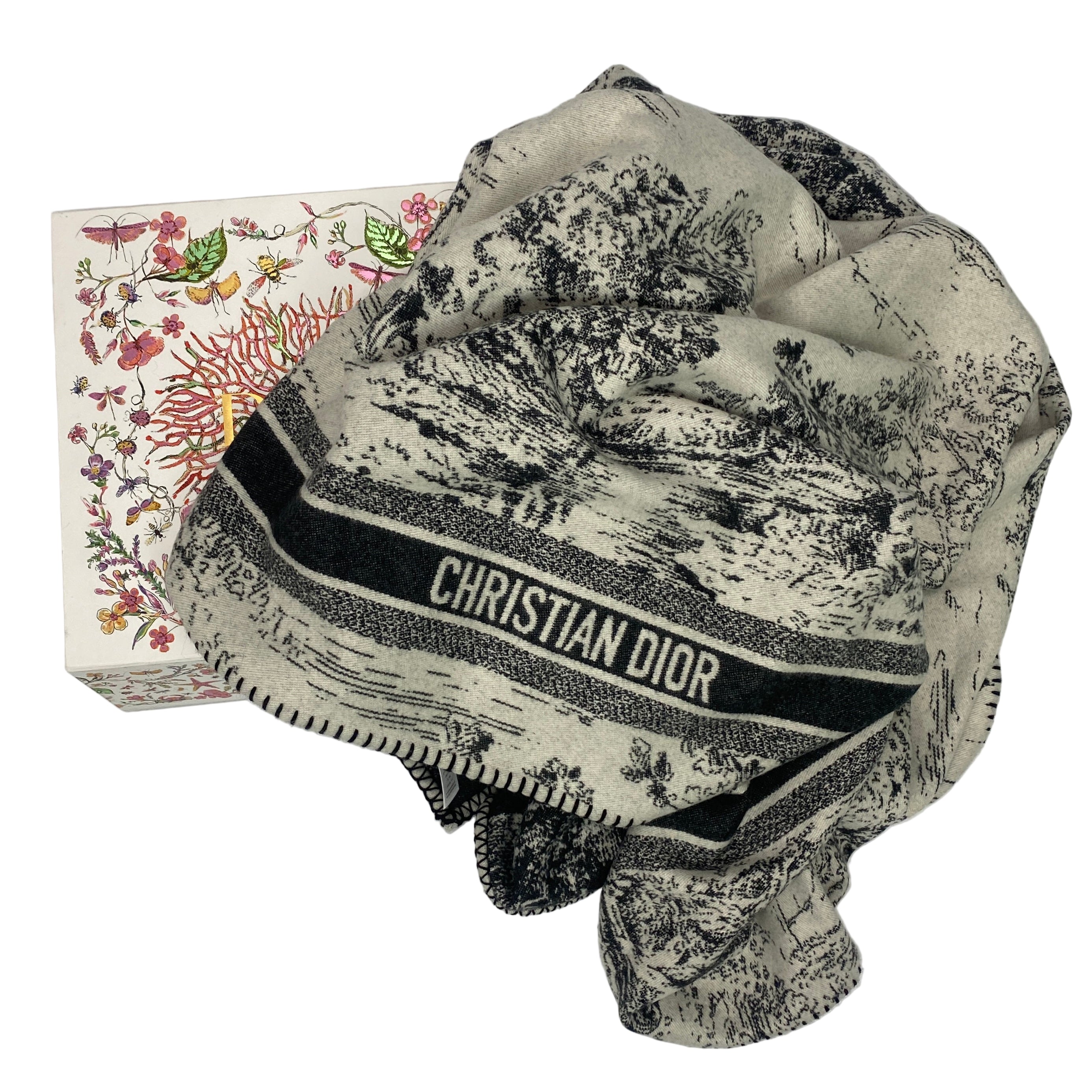 Christian Dior New Scotland Toile De Jouy Cashmere & Wool Blanket