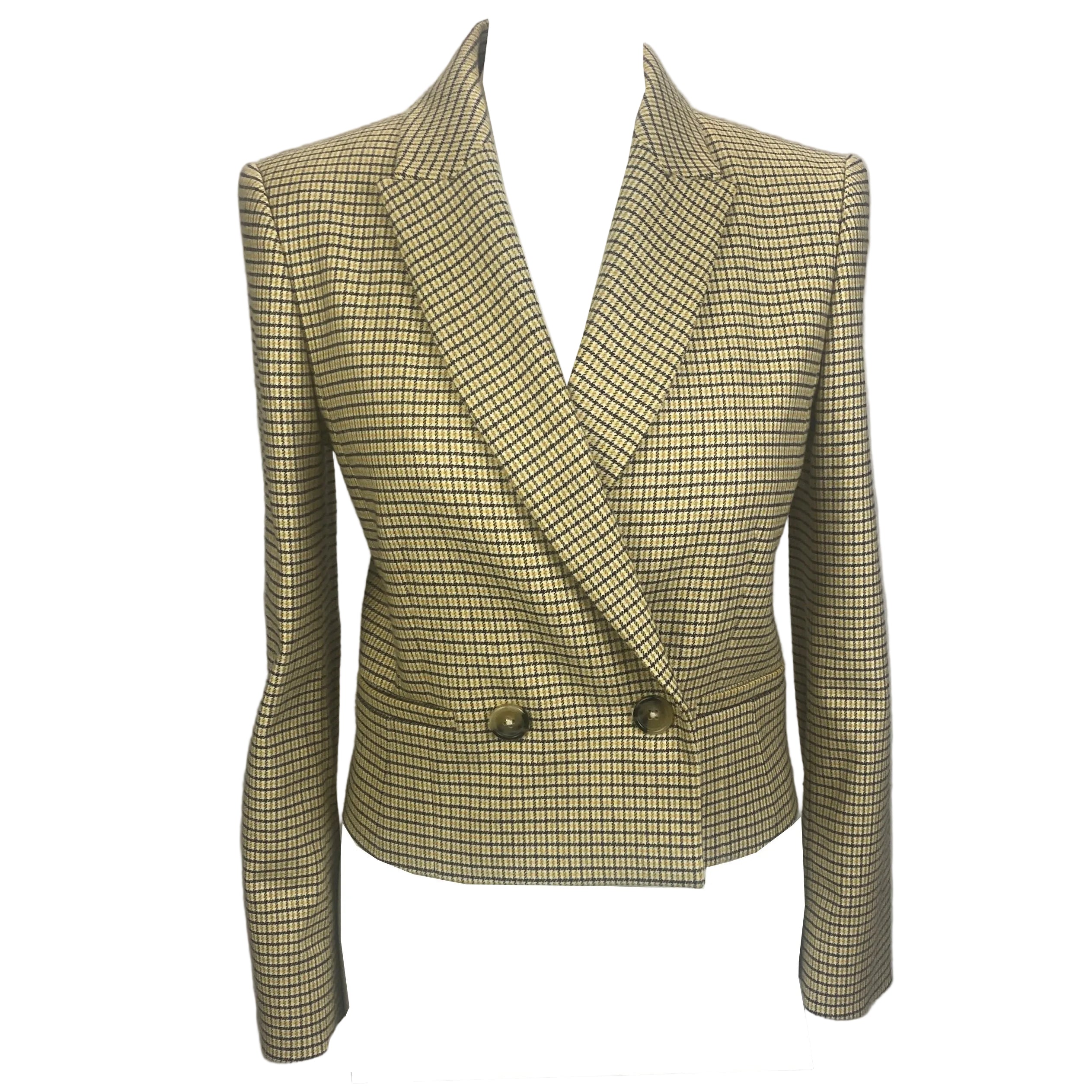 Me&Em New Black & Yellow Check Crop Blazer XS