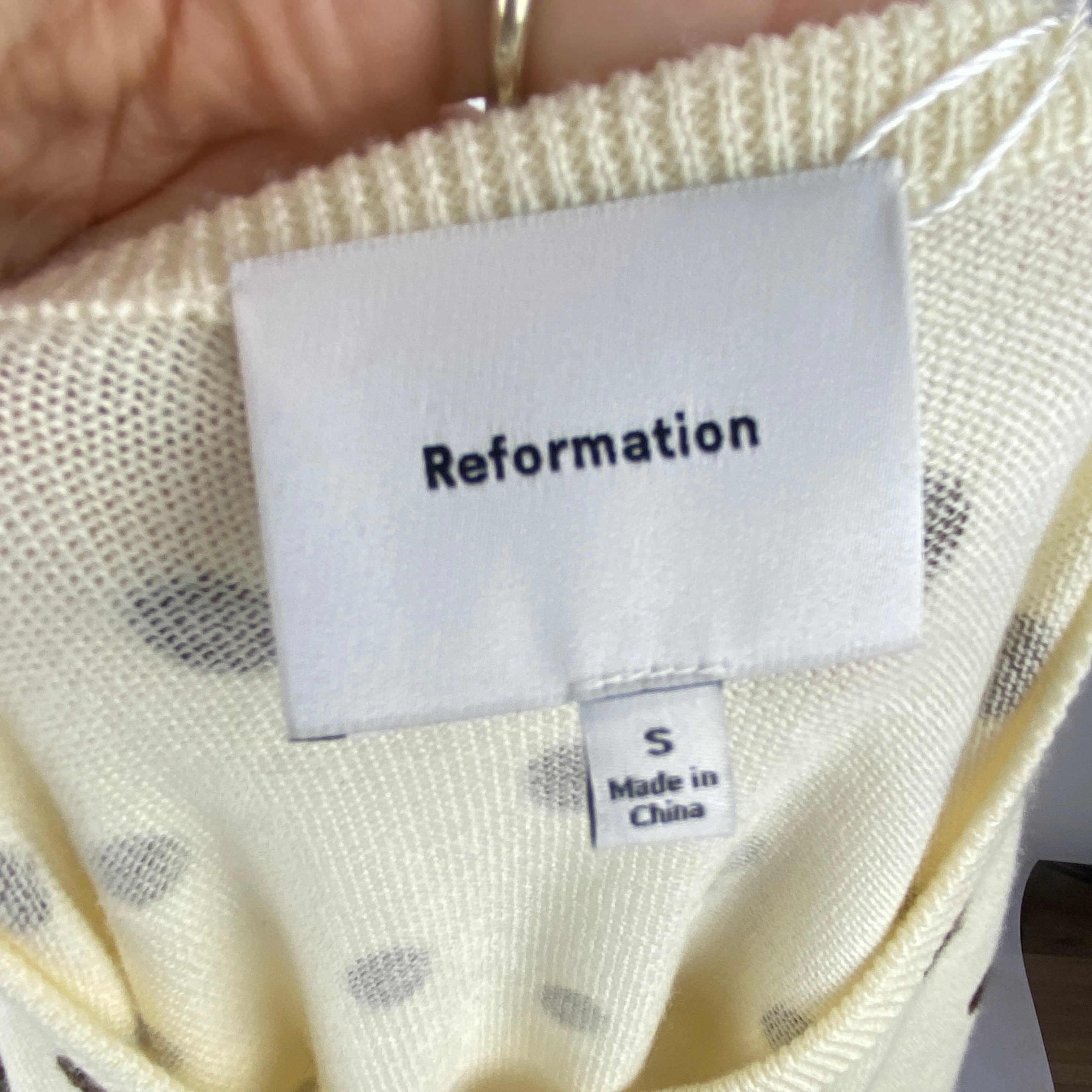 Reformation New £180 Cream Polka Dot Bernadette Cardigan S