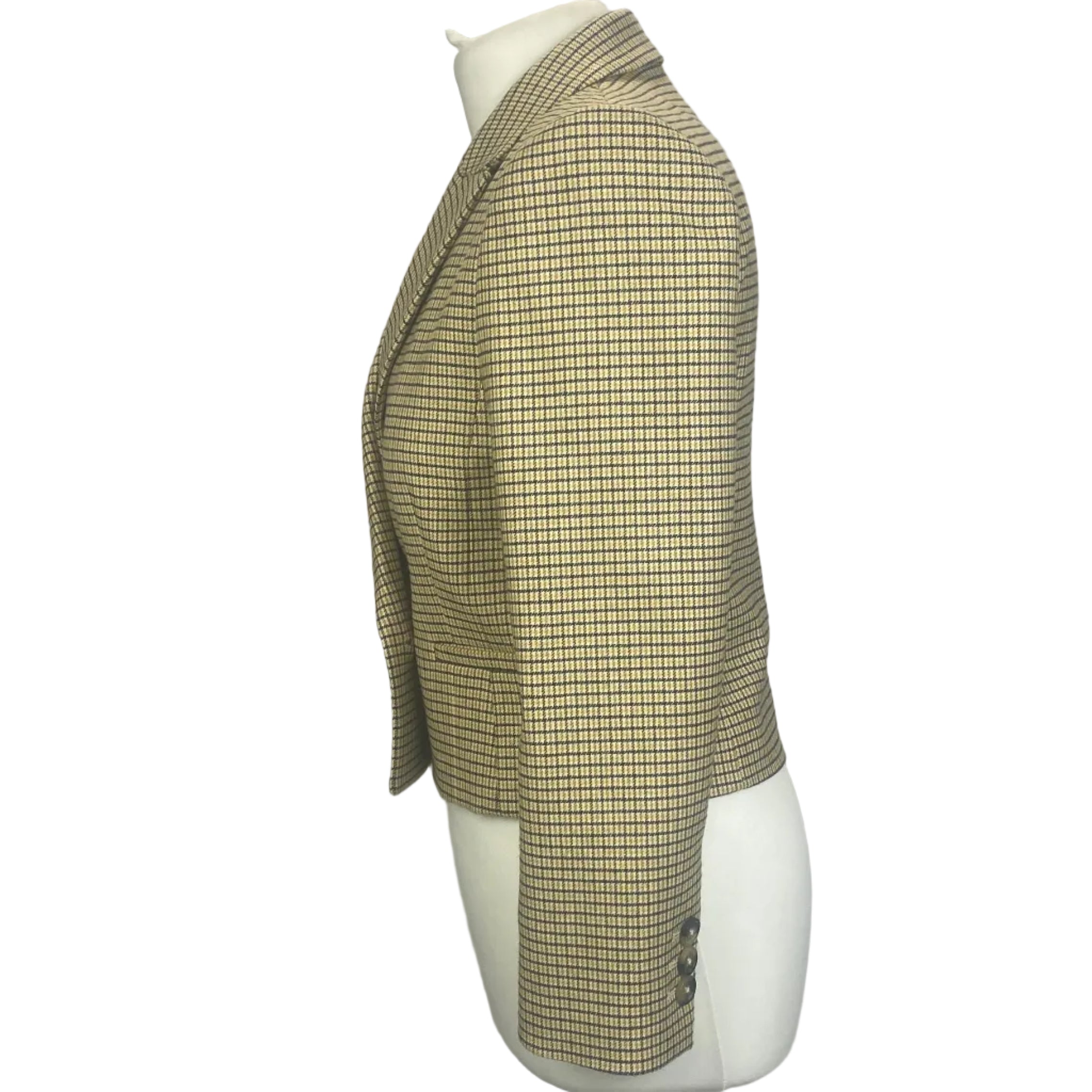 Me&Em New Black & Yellow Check Crop Blazer XS