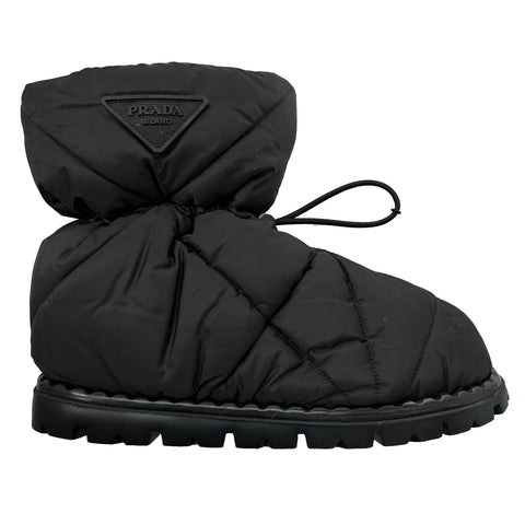 Prada £990 Black Re-Nylon Padded Nylon Booties39.5