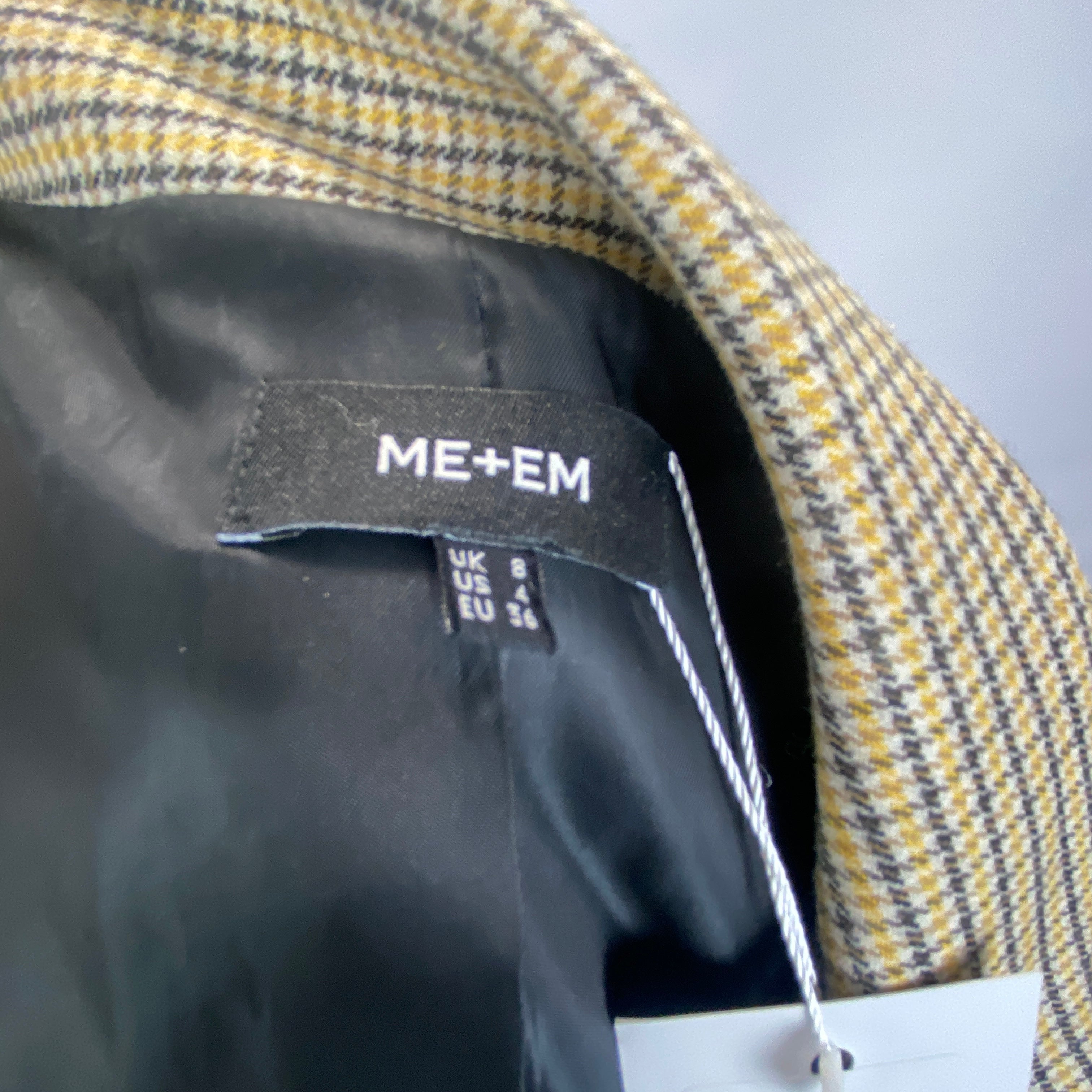 Me&Em New Black & Yellow Check Crop Blazer XS