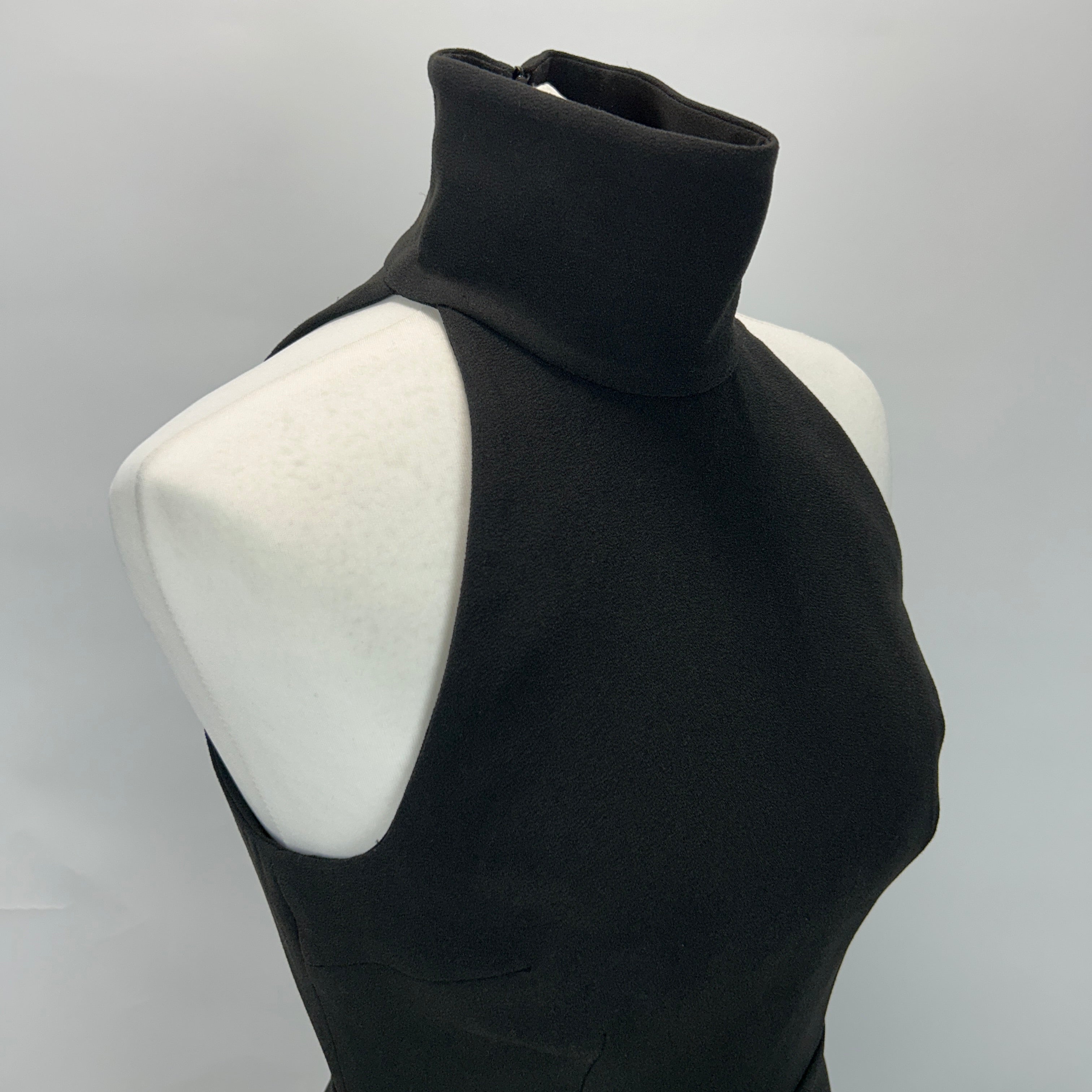 Alex Perry New £828 Black Stretch Crepe Turtleck Minidress S