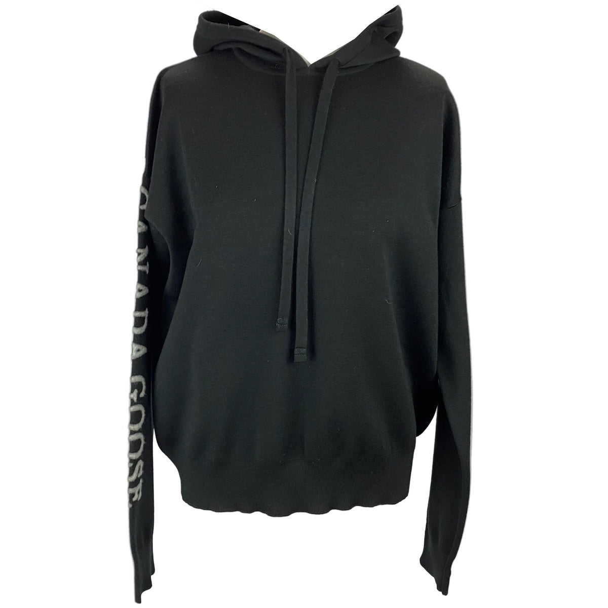 Canada Goose Black Wool Logo Hooded Sweater L